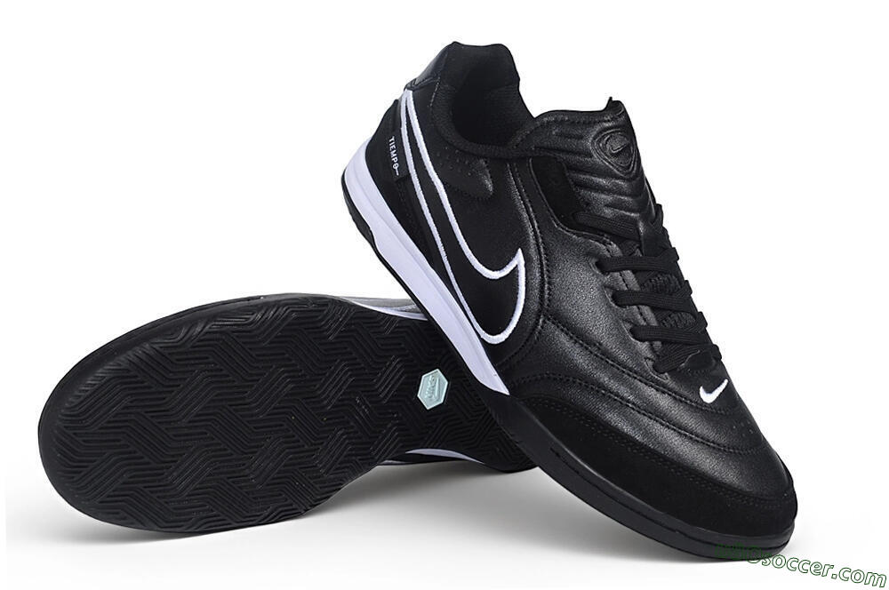 Nike Tiempo Streetgato Prm IC Indoor & Futsal Soccer Shoes - Black/Black/White 3