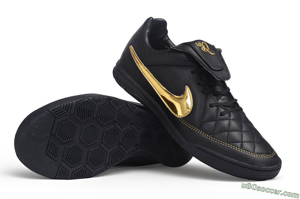 Nike Tiempo Legend 10R SE TF Artificial Turf Soccer Shoes - Black/Black/Metallic Gold 0
