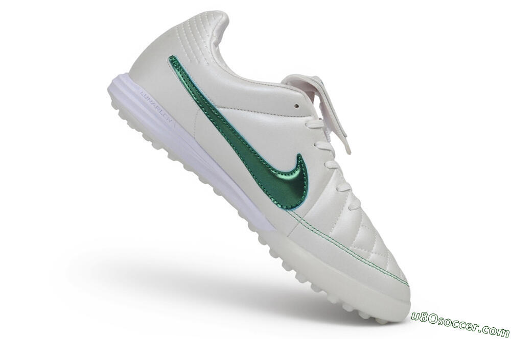 Nike Tiempo Legend 10R SE TF Artificial Turf Soccer Shoes - White/Pearl White/Emerald Green 4