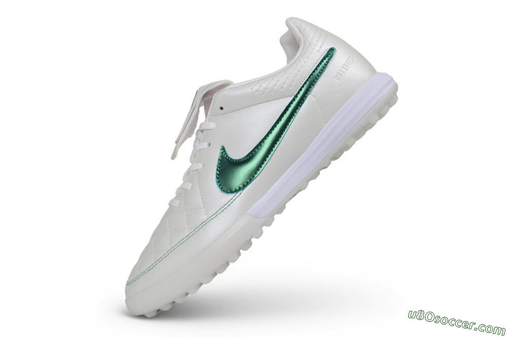 Nike Tiempo Legend 10R SE TF Artificial Turf Soccer Shoes - White/Pearl White/Emerald Green 5