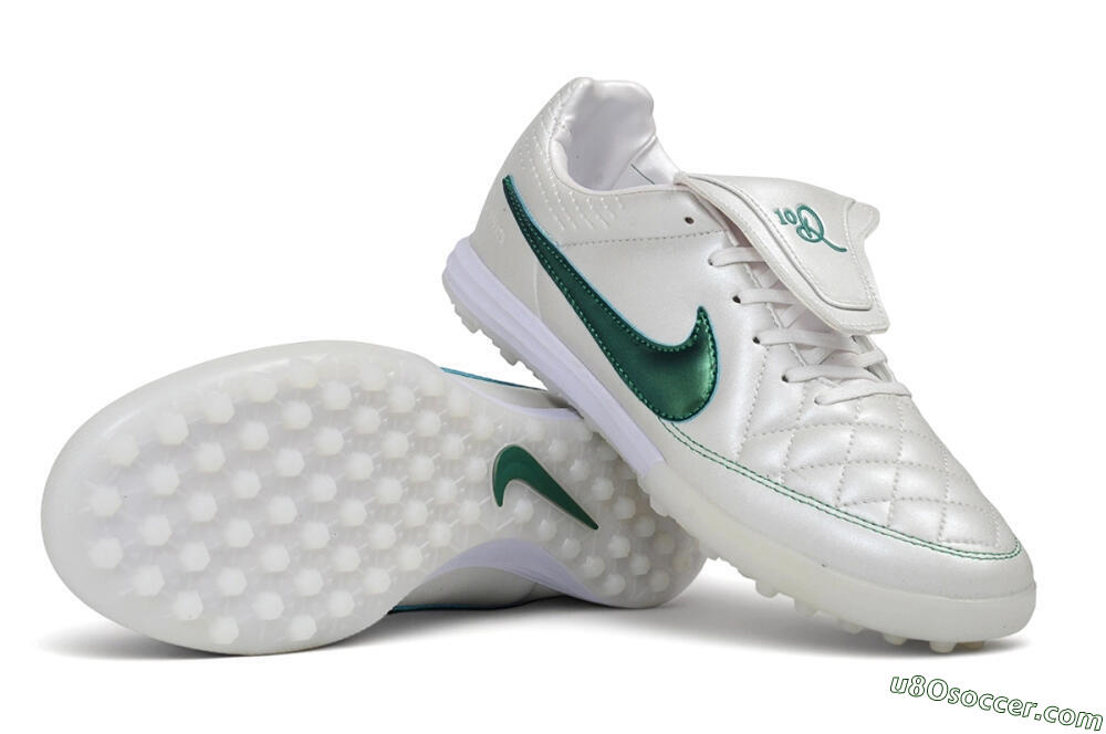 Nike Tiempo Legend 10R SE TF Artificial Turf Soccer Shoes - White/Pearl White/Emerald Green 0