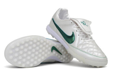 Nike Tiempo Legend 10R SE TF Artificial Turf Soccer Shoes - White/Pearl White/Emerald Green