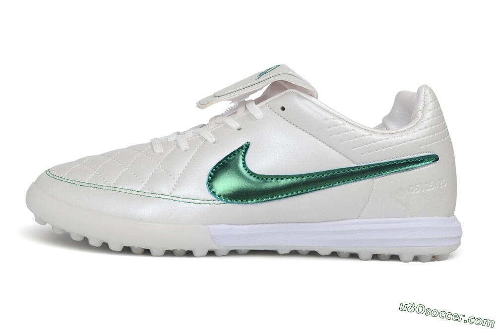 Nike Tiempo Legend 10R SE TF Artificial Turf Soccer Shoes - White/Pearl White/Emerald Green 2