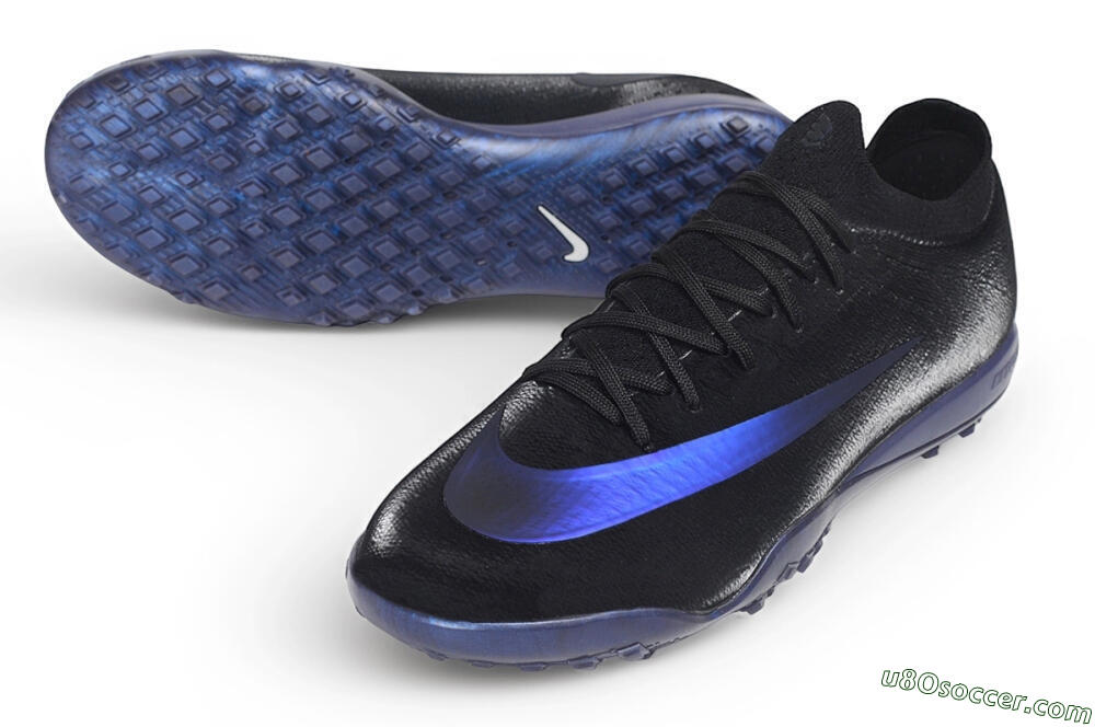 Nike Air Zoom Mercurial Vapor 17 Elite TF Artificial Turf Soccer Shoes - Black/Black/Hyper Royal 3