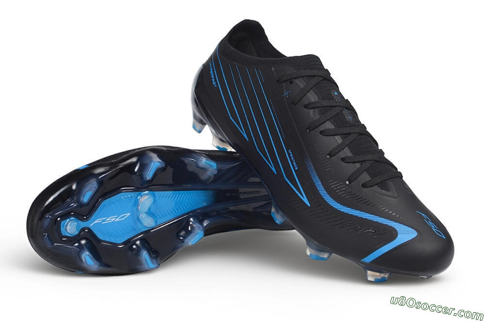 Adidas F50 Hyperfast Elite FG Firm Ground Soccer Cleats - Black/Core Black/Lucid Blue 3