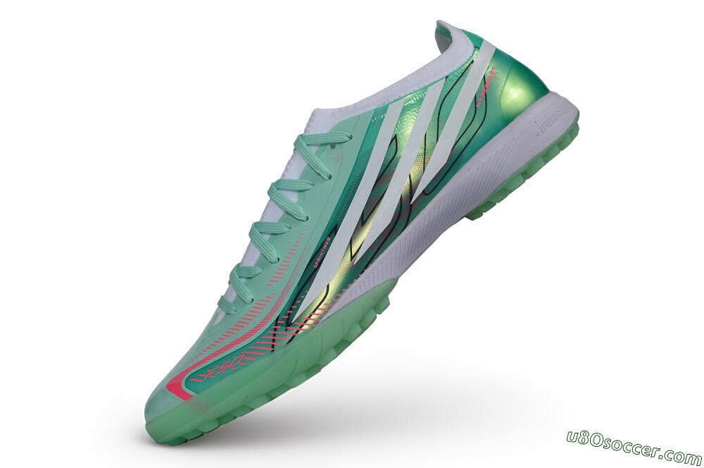 Adidas F50 Hyperfast Elite TF Artificial Turf Soccer Shoes - Green/Mint Green/Lucid Pink 5
