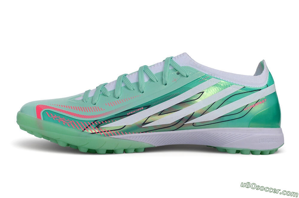 Adidas F50 Hyperfast Elite TF Artificial Turf Soccer Shoes - Green/Mint Green/Lucid Pink 2