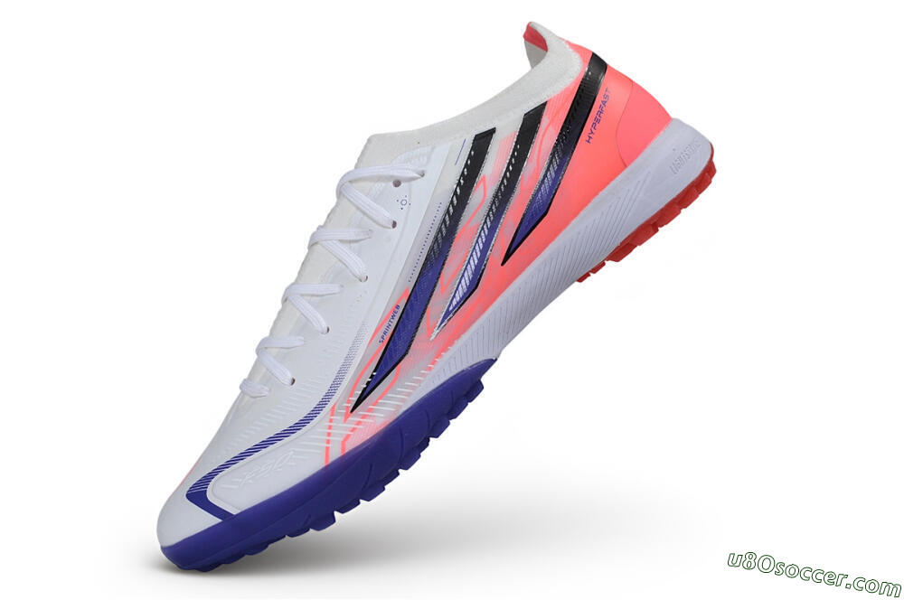 Adidas F50 Hyperfast Elite TF Artificial Turf Soccer Shoes - White/Solar Red/Lucid Blue 5