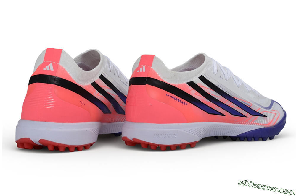 Adidas F50 Hyperfast Elite TF Artificial Turf Soccer Shoes - White/Solar Red/Lucid Blue 6
