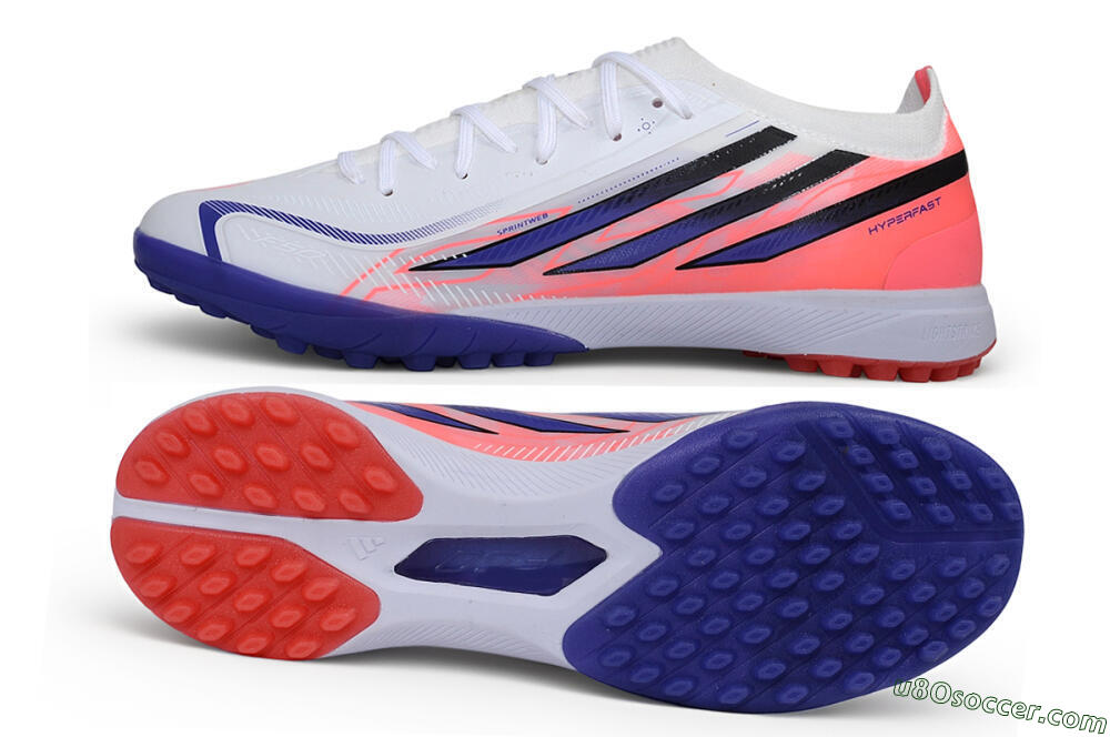 Adidas F50 Hyperfast Elite TF Artificial Turf Soccer Shoes - White/Solar Red/Lucid Blue 0