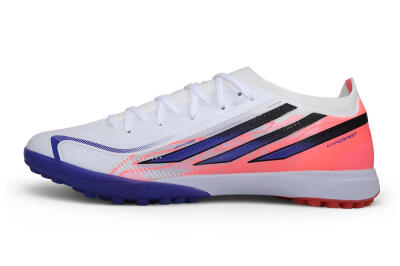 Adidas F50 Hyperfast Elite TF Artificial Turf Soccer Shoes - White/Solar Red/Lucid Blue