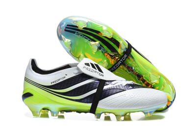 Adidas Predator 26 Elite Fold-Over Tongue FG Firm Ground Soccer Cleats - White/Solar Yellow/Core Black