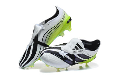 Adidas Predator 26 Elite Fold-Over Tongue FG Firm Ground Soccer Cleats - White/Solar Yellow/Core Black