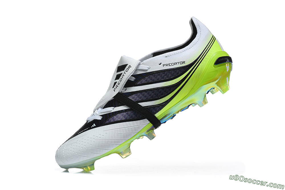 Adidas Predator 26 Elite Fold-Over Tongue FG Firm Ground Soccer Cleats - White/Solar Yellow/Core Black 8
