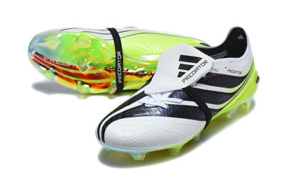 Adidas Predator 26 Elite Fold-Over Tongue FG Firm Ground Soccer Cleats - White/Solar Yellow/Core Black
