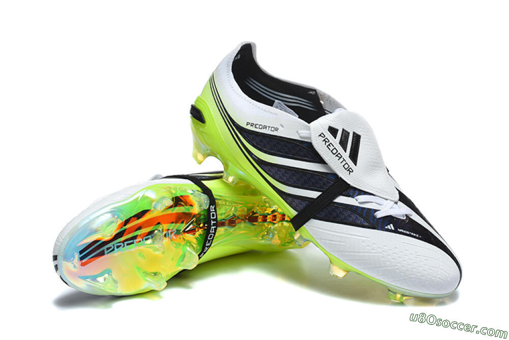 Adidas Predator 26 Elite Fold-Over Tongue FG Firm Ground Soccer Cleats - White/Solar Yellow/Core Black 4