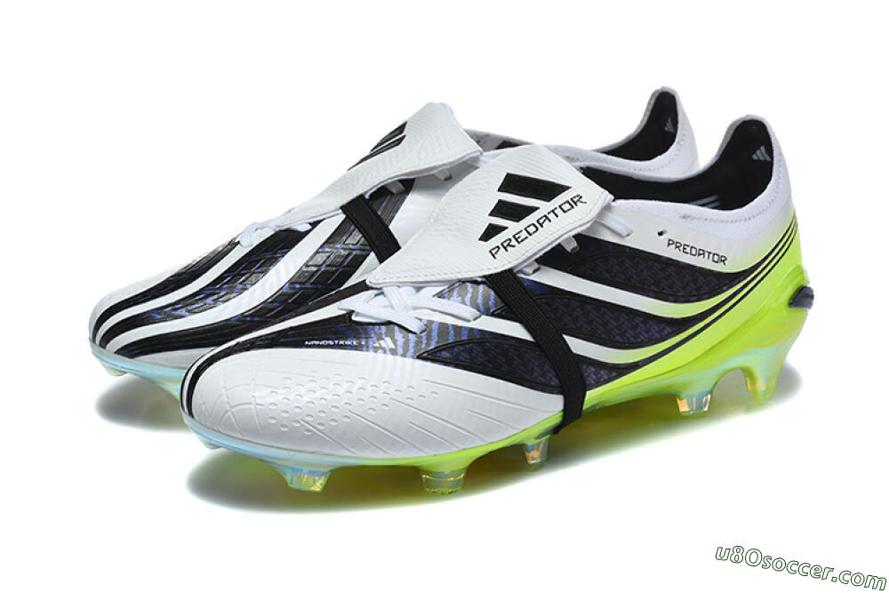 Adidas Predator 26 Elite Fold-Over Tongue FG Firm Ground Soccer Cleats - White/Solar Yellow/Core Black 5