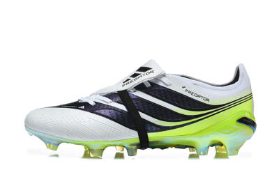 Adidas Predator 26 Elite Fold-Over Tongue FG Firm Ground Soccer Cleats - White/Solar Yellow/Core Black
