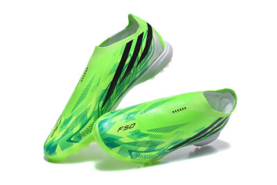 Adidas F50 Pro Laceless TF Artificial Turf Soccer Shoes - Green/Lucid Lime/Black