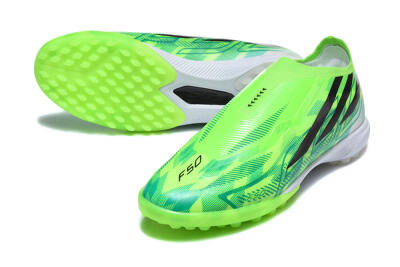 Adidas F50 Pro Laceless TF Artificial Turf Soccer Shoes - Green/Lucid Lime/Black