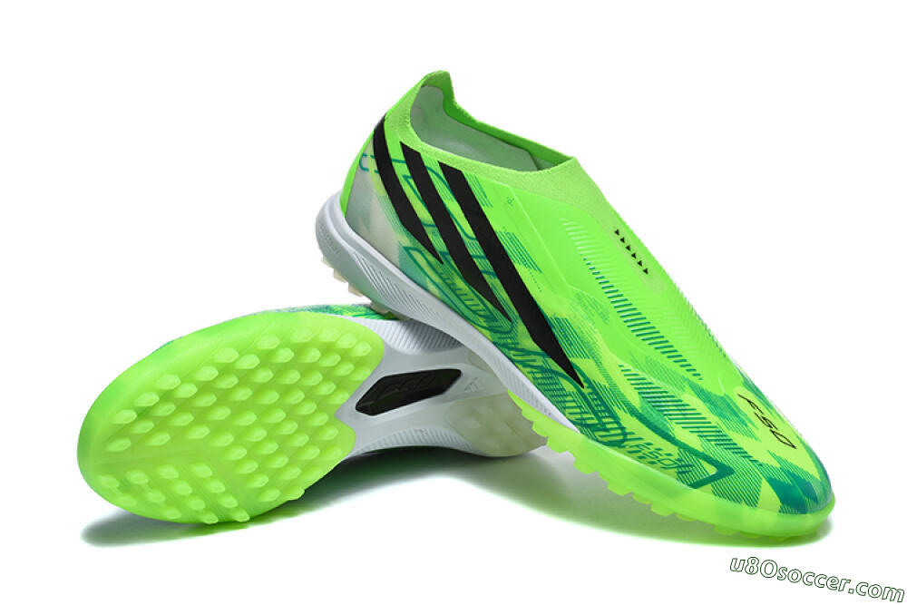 Adidas F50 Pro Laceless TF Artificial Turf Soccer Shoes - Green/Lucid Lime/Black 4