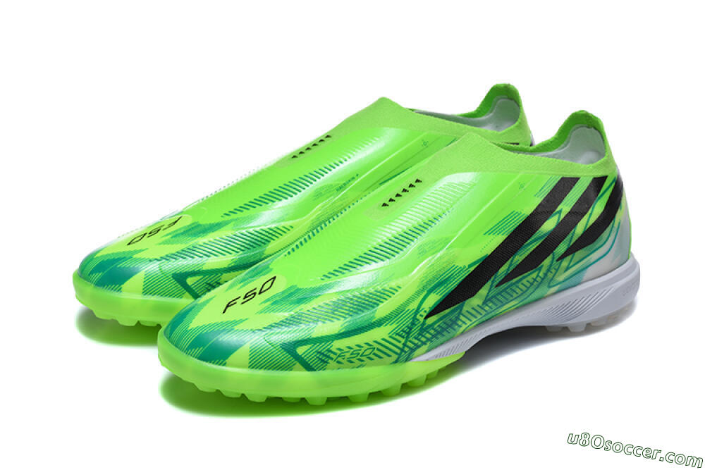 Adidas F50 Pro Laceless TF Artificial Turf Soccer Shoes - Green/Lucid Lime/Black 5