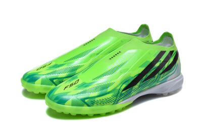 Adidas F50 Pro Laceless TF Artificial Turf Soccer Shoes - Green/Lucid Lime/Black