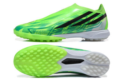 Adidas F50 Pro Laceless TF Artificial Turf Soccer Shoes - Green/Lucid Lime/Black