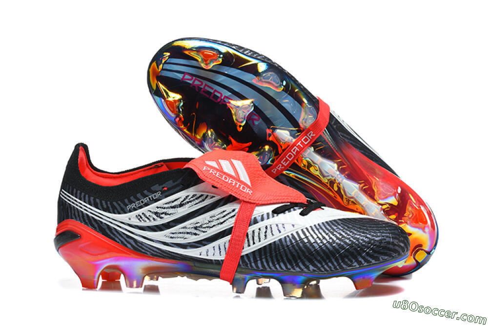 Adidas Predator 26 Elite Fold-Over Tongue FG Firm Ground Soccer Cleats - Black/Core Black/Solar Red 1