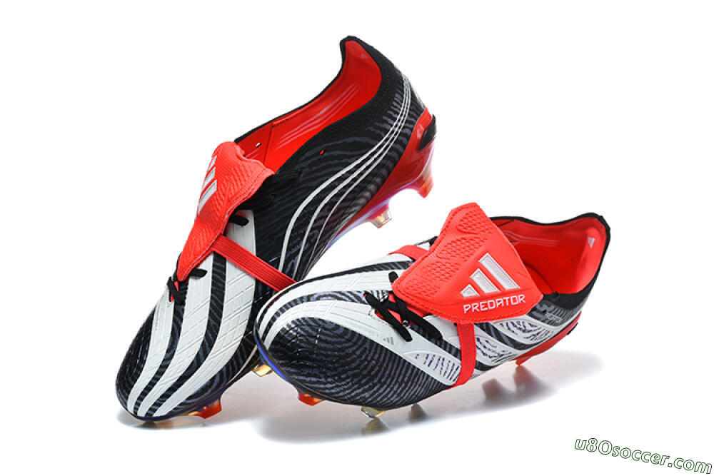 Adidas Predator 26 Elite Fold-Over Tongue FG Firm Ground Soccer Cleats - Black/Core Black/Solar Red 6