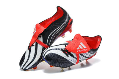 Adidas Predator 26 Elite Fold-Over Tongue FG Firm Ground Soccer Cleats - Black/Core Black/Solar Red