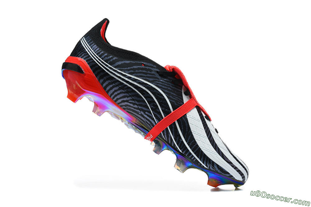Adidas Predator 26 Elite Fold-Over Tongue FG Firm Ground Soccer Cleats - Black/Core Black/Solar Red 7