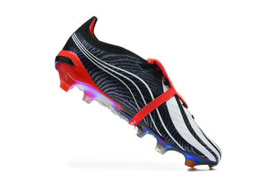 Adidas Predator 26 Elite Fold-Over Tongue FG Firm Ground Soccer Cleats - Black/Core Black/Solar Red