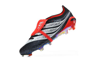 Adidas Predator 26 Elite Fold-Over Tongue FG Firm Ground Soccer Cleats - Black/Core Black/Solar Red