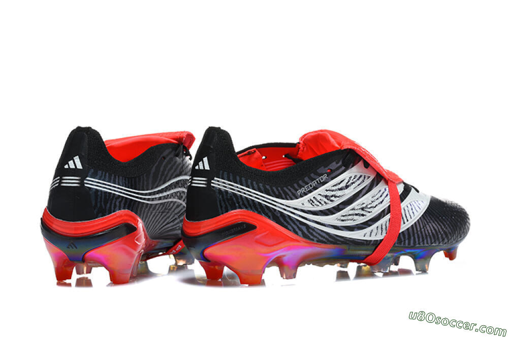 Adidas Predator 26 Elite Fold-Over Tongue FG Firm Ground Soccer Cleats - Black/Core Black/Solar Red 9