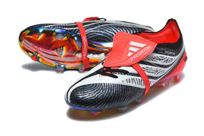 Adidas Predator 26 Elite Fold-Over Tongue FG Firm Ground Soccer Cleats - Black/Core Black/Solar Red