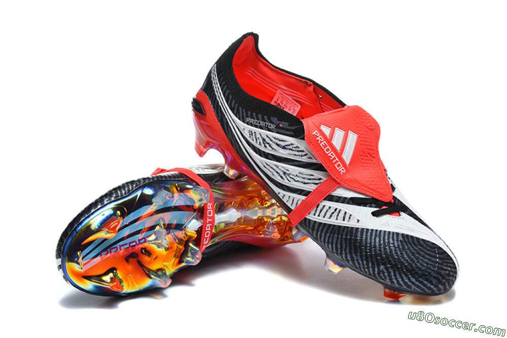 Adidas Predator 26 Elite Fold-Over Tongue FG Firm Ground Soccer Cleats - Black/Core Black/Solar Red 4