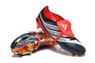Adidas Predator 26 Elite Fold-Over Tongue FG Firm Ground Soccer Cleats - Black/Core Black/Solar Red
