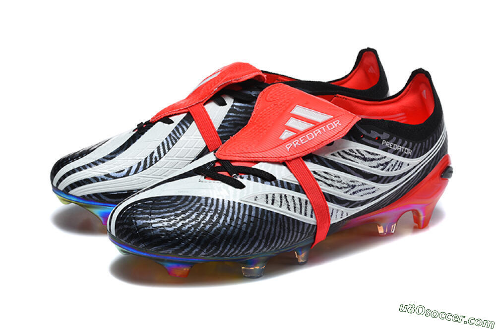 Adidas Predator 26 Elite Fold-Over Tongue FG Firm Ground Soccer Cleats - Black/Core Black/Solar Red 5