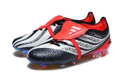 Adidas Predator 26 Elite Fold-Over Tongue FG Firm Ground Soccer Cleats - Black/Core Black/Solar Red