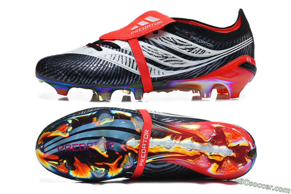 Adidas Predator 26 Elite Fold-Over Tongue FG Firm Ground Soccer Cleats - Black/Core Black/Solar Red 0