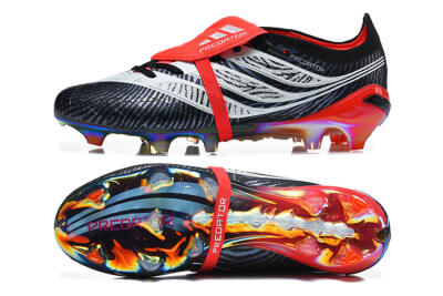 Adidas Predator 26 Elite Fold-Over Tongue FG Firm Ground Soccer Cleats - Black/Core Black/Solar Red