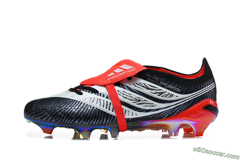 Adidas Predator 26 Elite Fold-Over Tongue FG Firm Ground Soccer Cleats - Black/Core Black/Solar Red 2