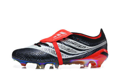 Adidas Predator 26 Elite Fold-Over Tongue FG Firm Ground Soccer Cleats - Black/Core Black/Solar Red