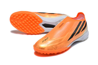 Adidas F50 Pro Laceless TF Artificial Turf Soccer Shoes - Orange/Solar Orange/Core Black