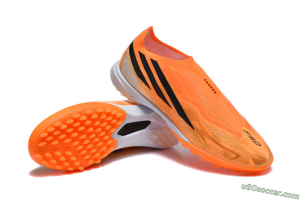 Adidas F50 Pro Laceless TF Artificial Turf Soccer Shoes - Orange/Solar Orange/Core Black 4