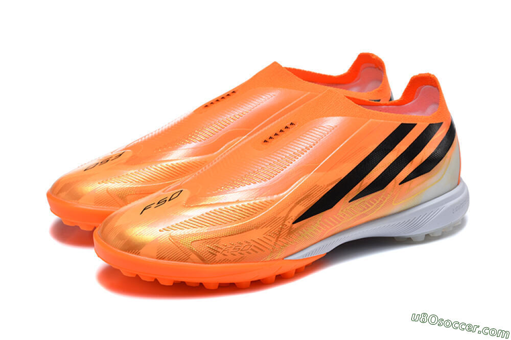 Adidas F50 Pro Laceless TF Artificial Turf Soccer Shoes - Orange/Solar Orange/Core Black 5