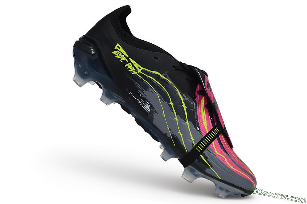 Adidas Predator 26 Elite Fold-Over Tongue FG Firm Ground Soccer Cleats - Black/Black/Electric Pink/Neon Yellow 4