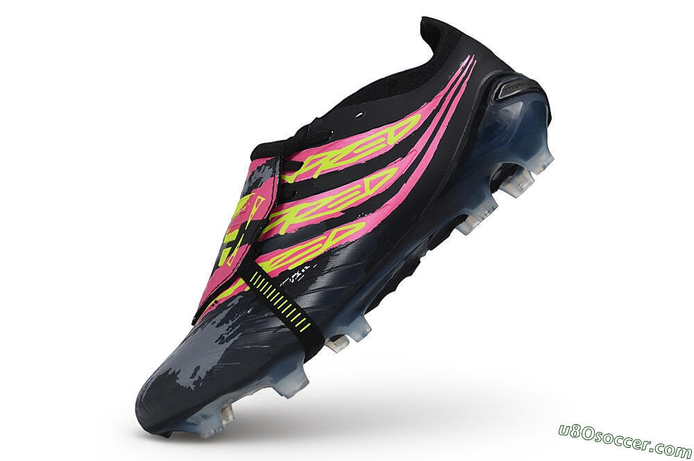 Adidas Predator 26 Elite Fold-Over Tongue FG Firm Ground Soccer Cleats - Black/Black/Electric Pink/Neon Yellow 5