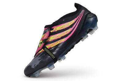 Adidas Predator 26 Elite Fold-Over Tongue FG Firm Ground Soccer Cleats - Black/Black/Electric Pink/Neon Yellow